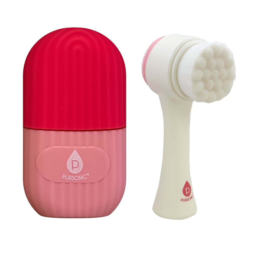 Rouleau de Massage Glacé & Brosse Nettoyante Visage 2-en-1