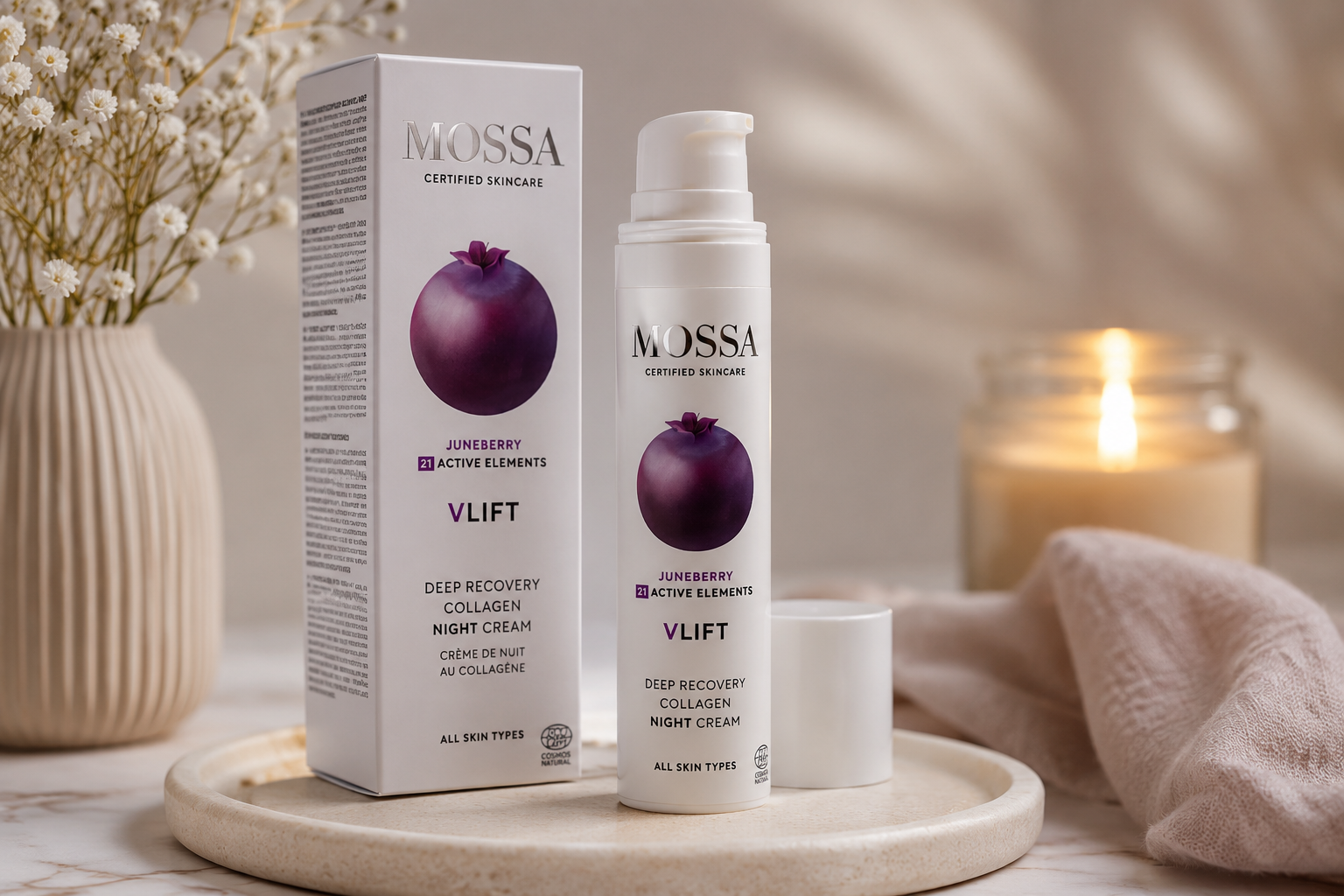 Crème de Nuit au Collagène MOSSA V-LIFT – Soin Régénérant