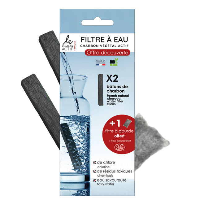 🌿 Pack Découverte Charbon Français + Filtre à Gourde Offert